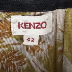 Pre Owned Kenzo Black Cotton Silk Blend Twist Front Detail Strapless Dress L