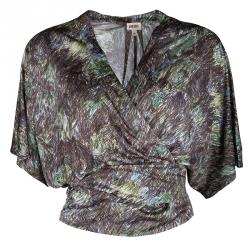 Kenzo Multicolor Scribble Printed Silk Jersey Wrap Shrug M