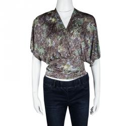 Kenzo Multicolor Scribble Printed Silk Jersey Wrap Shrug M
