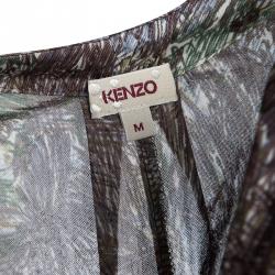 Kenzo Multicolor Scribble Printed Silk Jersey Wrap Shrug M