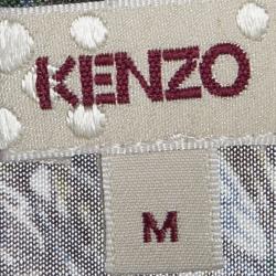 Pre Owned Kenzo Multicolor Scribble Printed Silk Jersey Waist Tie Detail Sleeveless Midi Dress M