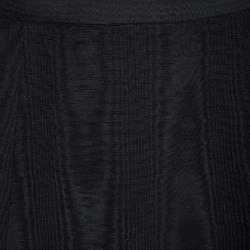 Pre Owned Kenzo Black Pleated Underlay Velvet Trim High Waist A-Line Skirt M