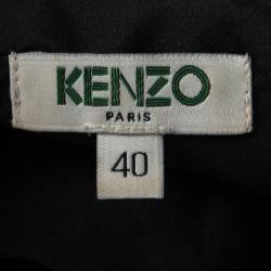 Pre Owned Kenzo Black Eye Print Long Sleeve Dress M