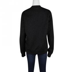 Pre Owned Kenzo Metallic Black Flocked Eiffel Tower Motif Sweatshirt M