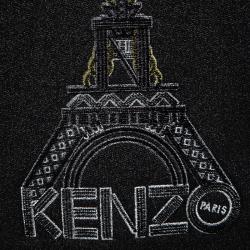 Pre Owned Kenzo Metallic Black Flocked Eiffel Tower Motif Sweatshirt M
