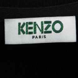 Pre Owned Kenzo Metallic Black Flocked Eiffel Tower Motif Sweatshirt M