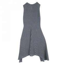 Pre Owned Kenzo Multicolor Striped Gathered Sleeveless Silk Dress S