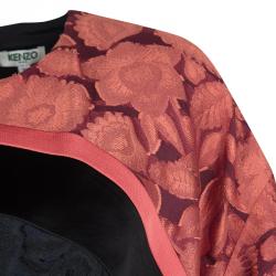 Pre Owned Kenzo Colorblock Draped Brocade Shadow Flowers Dress S