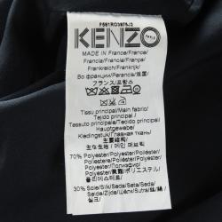 Pre Owned Kenzo Colorblock Draped Brocade Shadow Flowers Dress S