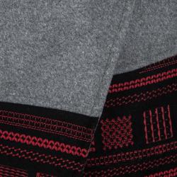 Pre Owned Kenzo Grey Wool Blend Contrast Embroidered Asymmetric Wrap Skirt M