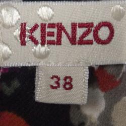 Pre Owned Kenzo Floral and Check Print Gathered Jersey Bow Detail Dress M