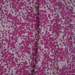 Pre Owned Kenzo Pink and Grey Floral Printed Lurex Knit Draped Front Dress M