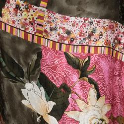 Kenzo Multicolor Floral Printed Silk Satin Wrap Top and Skirt Set M/L