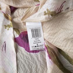 Pre Owned Kenzo Beige Floral Printed Sheer Silk Button Front Shirt L