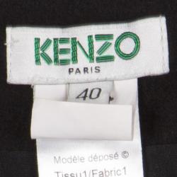 Pre Owned Kenzo Yellow and Black Textured Waffle Knit Zip Detail Mini Skirt M