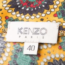 Pre Owned Kenzo Multicolor Printed Contrast Sleeve Detail Oversized Top M