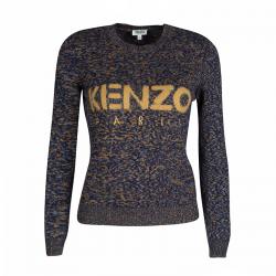 Pre Owned Kenzo Multicolor Intarsia Knit Logo Detail Sweater M