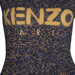 Pre Owned Kenzo Multicolor Intarsia Knit Logo Detail Sweater M