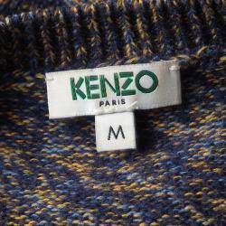 Pre Owned Kenzo Multicolor Intarsia Knit Logo Detail Sweater M