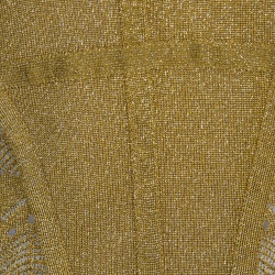 Pre Owned Kenzo Gold Lurex Detail Perforated Knit Cop Top L