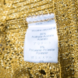 Pre Owned Kenzo Gold Lurex Detail Perforated Knit Cop Top L