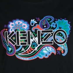 Pre Owned Kenzo Black Logo Print Cotton Short Sleeve T-Shirt S
