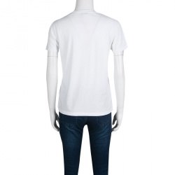 Pre Owned Kenzo White Logo Applique Detail Short Sleeve T-Shirt M