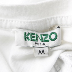 Pre Owned Kenzo White Logo Applique Detail Short Sleeve T-Shirt M