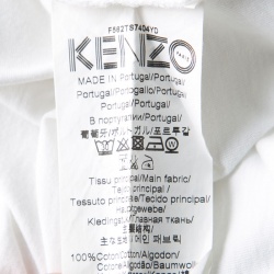 Pre Owned Kenzo White Logo Applique Detail Short Sleeve T-Shirt M