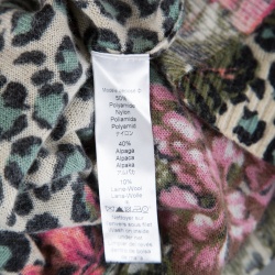 Pre Owned Kenzo Multicolor Floral and Animal Printed Knit Long Sleeve V Neck Sweater M