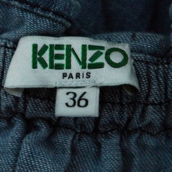 Pre Owned Kenzo Indigo Lace Trim Tie Detail Hyper Denim Skirt S