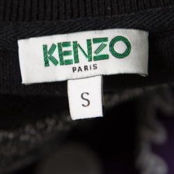Pre Owned Kenzo Metallic Grey Embroidered Monster Motif Sweatshirt S