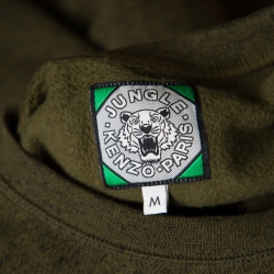 Pre Owned Kenzo Green Melange Knit Embroidered Tiger Motif Sweater Dress M