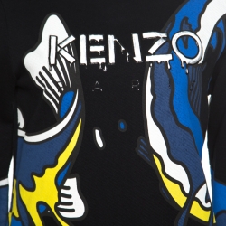 Pre Owned Kenzo Black Koi Fish Printed Cotton Long Sleeve Sweatshirt M