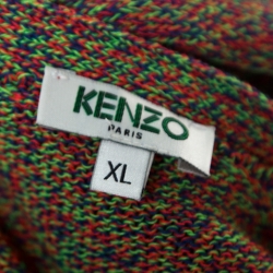 Pre Owned Kenzo Multicolor Neon Logo Applique Detail Cardigan XL