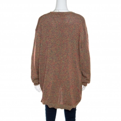 Pre Owned Kenzo Multicolor Neon Logo Applique Detail Cardigan XL