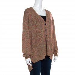 Pre Owned Kenzo Multicolor Neon Logo Applique Detail Cardigan XL