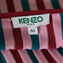 Pre Owned Kenzo Multicolor Knit Striped V Neck Top M