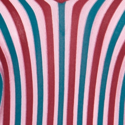 Pre Owned Kenzo Multicolor Knit Striped V Neck Top M