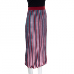 Pre Owned Kenzo Multicolor Striped Knit High Waist Midi Skirt M