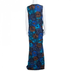 Pre Owned Kenzo Multicolor Floral Printed Embellished Sleeveless Maxi Dress L