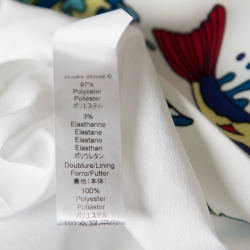 Pre Owned Kenzo White Fish Printed Techno Crepe Cutout Detail Halter Midi Dress S