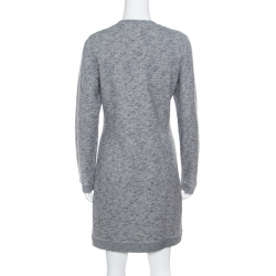 Pre Owned Kenzo Grey Melange Knit Cotton Embroidered Tiger Motif Sweater Dress M