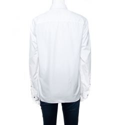 Pre Owned Kenzo White Cotton Poplin Contrast Placket Button Front Shirt L