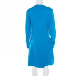 Pre Owned Kenzo Blue Tiger Motif Embroidered Long Sleeve Sweatshirt Dress L