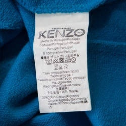 Pre Owned Kenzo Blue Tiger Motif Embroidered Long Sleeve Sweatshirt Dress L