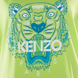 Pre Owned Kenzo Jungle Leaf Green Logo Printed Cotton Short Sleeve T-Shirt L