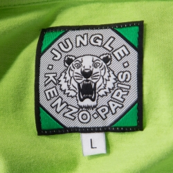 Pre Owned Kenzo Jungle Leaf Green Logo Printed Cotton Short Sleeve T-Shirt L