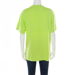 Pre Owned Kenzo Jungle Leaf Green Logo Printed Cotton Short Sleeve T-Shirt L