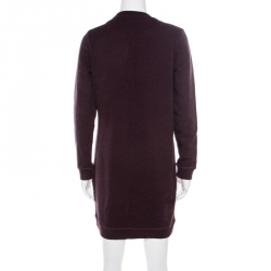 Pre Owned Kenzo Plum Cotton Melange Embroidered Eye Motif Sweater Dress S